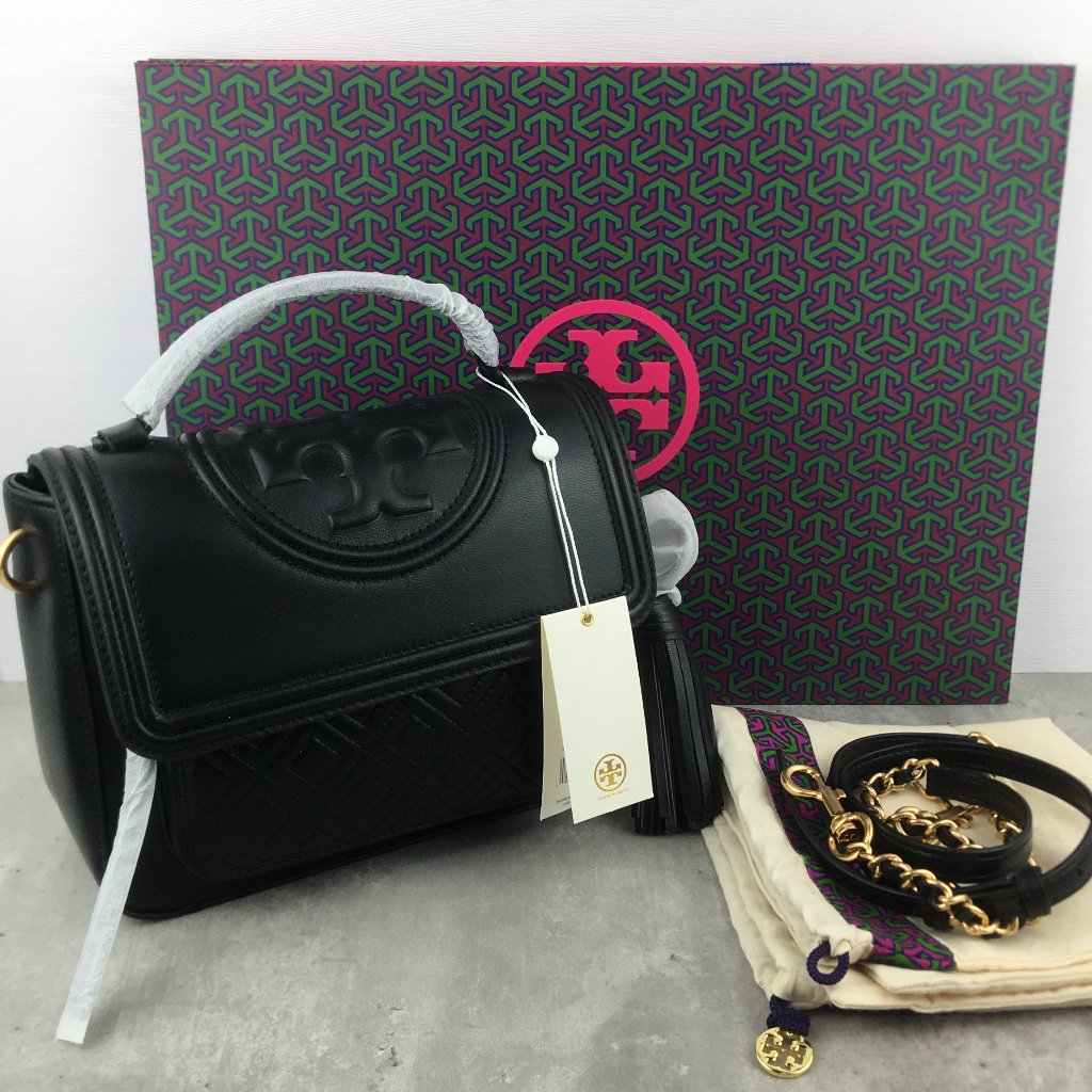Nwt Tory Burch Soft Fleming Convertible Shoulder Bag In Black